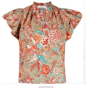 Ulla Johnson Evelyn Hibiscus Floral Cotton Poplin top